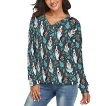 Load image into Gallery viewer, Festive Fluff Australian Shepherd Women&#39;s V-Neck Christmas Sweater-Apparel-Apparel,Australian Shepherd,Christmas,Dog Mom Gifts,Sweater,Sweatshirt-1