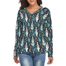 Load image into Gallery viewer, Festive Fluff Australian Shepherd Women&#39;s V-Neck Christmas Sweater-Apparel-Apparel,Australian Shepherd,Christmas,Dog Mom Gifts,Sweater,Sweatshirt-S-2