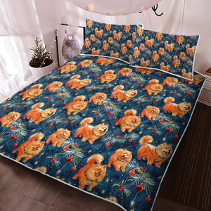 Festive Fluff Chow Chow Christmas Quilt Blanket Bedding Set-Bedding-Bedding, Blankets, Chow Chow, Christmas, Home Decor-3