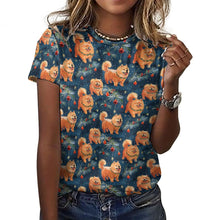 Load image into Gallery viewer, Festive Fluff Chow Chow Christmas Women&#39;s Cotton T-Shirt-Apparel-Apparel, Chow Chow, Christmas, Dog Mom Gifts, T Shirt-2XS-MidnightBlue-1