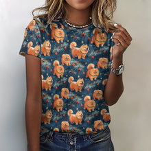 Load image into Gallery viewer, Festive Fluff Chow Chow Christmas Women&#39;s Cotton T-Shirt-Apparel-Apparel, Chow Chow, Christmas, Dog Mom Gifts, T Shirt-4