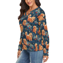 Load image into Gallery viewer, Festive Fluff Chow Chow Women&#39;s V-Neck Christmas Sweater-Apparel-Apparel,Chow Chow,Christmas,Dog Mom Gifts,Sweater,Sweatshirt-3