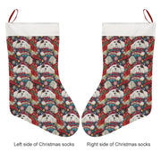 Festive Flurries Shih Tzu Christmas Stocking-Christmas Ornament-Christmas, Home Decor, Shih Tzu-26X42CM-White-4