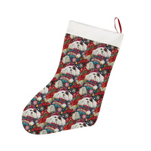 Load image into Gallery viewer, Festive Flurries Shih Tzu Christmas Stocking-Christmas Ornament-Christmas, Home Decor, Shih Tzu-26X42CM-White-1