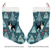 Load image into Gallery viewer, Festive Forest Border Collie Christmas Stocking-Christmas Ornament-Border Collie, Christmas, Home Decor-26X42CM-White-4