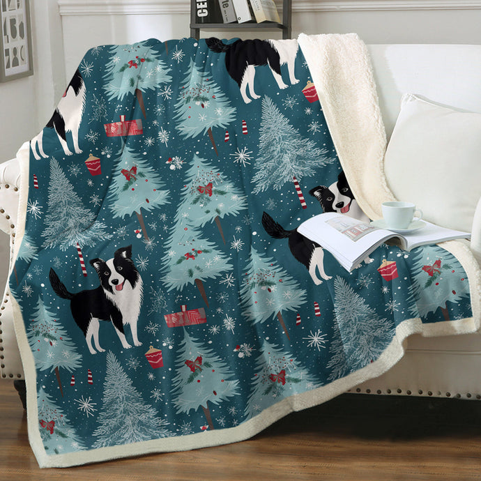 Festive Forest Border Collie Soft Warm Christmas Blanket-Blanket-Blankets, Border Collie, Christmas, Dog Dad Gifts, Dog Mom Gifts, Home Decor-1