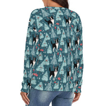 Load image into Gallery viewer, Festive Forest Border Collie Women's V-Neck Christmas Sweater-Apparel-Apparel,Border Collie,Christmas,Dog Mom Gifts,Sweater,Sweatshirt-4