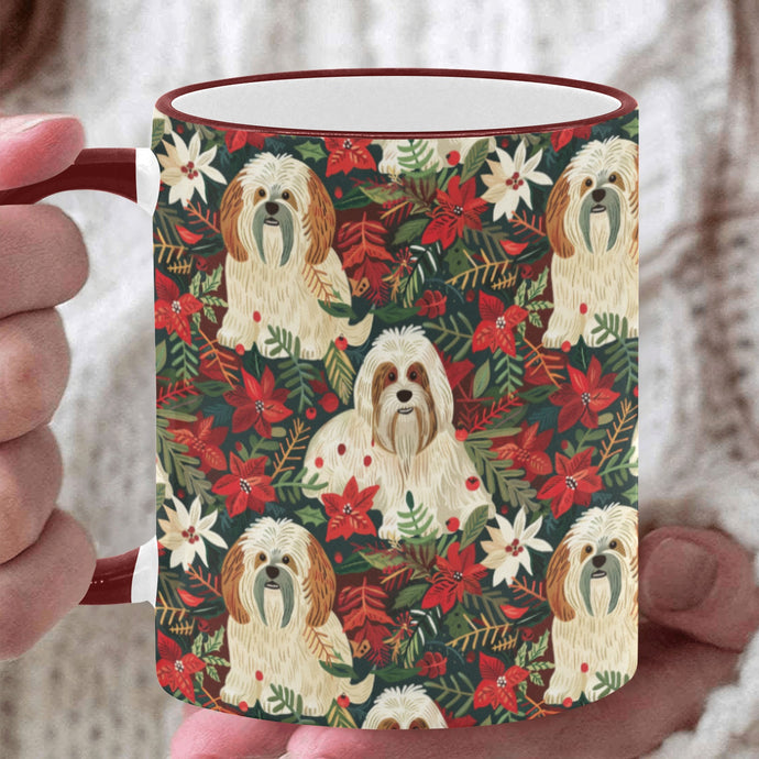 Festive Forest Lhasa Apsos Christmas Coffee Mug-White6-ONE SIZE-1