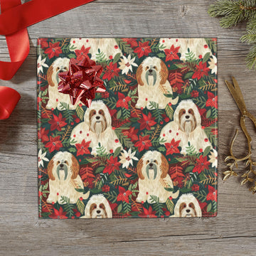 Festive Forest Lhasa Apsos Christmas Gift Wrapping Paper 2 Rolls 360x