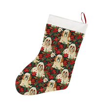 Load image into Gallery viewer, Festive Forest Lhasa Apsos Christmas Stocking-Christmas Ornament-Christmas, Home Decor, Lhasa Apso-2