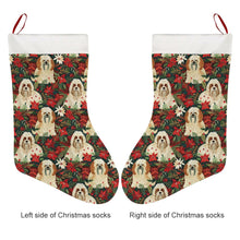 Load image into Gallery viewer, Festive Forest Lhasa Apsos Christmas Stocking-Christmas Ornament-Christmas, Home Decor, Lhasa Apso-3