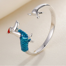 Load image into Gallery viewer, Festive Fun Sterling Silver Dachshund Ring – Christmas Gift-2