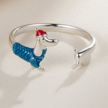Load image into Gallery viewer, Festive Fun Sterling Silver Dachshund Ring – Christmas Gift-4