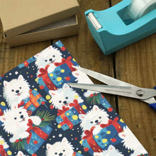 Load image into Gallery viewer, Festive Furry American Eskie Christmas Gift Wrapping Paper - 2 Rolls-Christmas Ornament-American Eskimo Dog,Christmas,Wrapping Paper-2