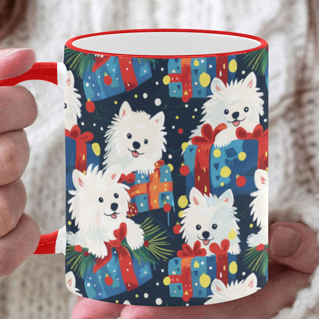 Festive Furry American Eskie Christmas Mug-White3-ONE SIZE-1