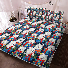 Load image into Gallery viewer, Festive Furry American Eskie Christmas Quilt Blanket Bedding Set-Bedding-American Eskimo Dog, Bedding, Blankets, Christmas, Home Decor-2