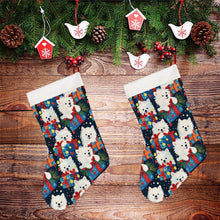 Load image into Gallery viewer, Festive Furry American Eskie Christmas Stocking-Christmas Ornament-American Eskimo Dog, Christmas, Home Decor-26X42CM-White-2