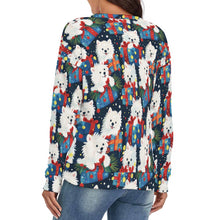 Load image into Gallery viewer, Festive Furry American Eskie Women&#39;s V-Neck Christmas Sweater-Apparel-American Eskimo Dog,Apparel,Christmas,Dog Mom Gifts,Sweater,Sweatshirt-4