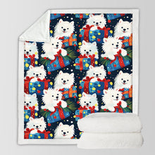 Load image into Gallery viewer, Festive Furry American Eskies Soft Warm Christmas Blanket-Blanket-American Eskimo Dog, Blankets, Christmas, Dog Dad Gifts, Dog Mom Gifts, Home Decor-10