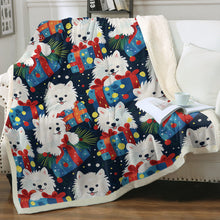 Load image into Gallery viewer, Festive Furry American Eskies Soft Warm Christmas Blanket-Blanket-American Eskimo Dog, Blankets, Christmas, Dog Dad Gifts, Dog Mom Gifts, Home Decor-12