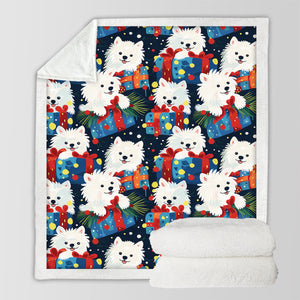 Festive Furry American Eskies Soft Warm Christmas Blanket-Blanket-American Eskimo Dog, Blankets, Christmas, Dog Dad Gifts, Dog Mom Gifts, Home Decor-3