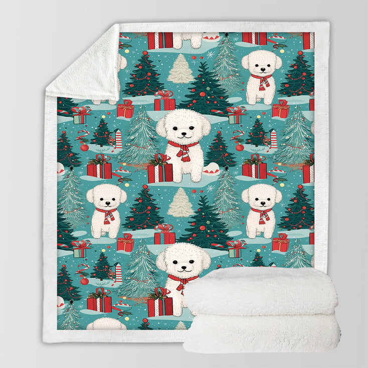 Festive Furry Bichon Frise Soft Warm Christmas Blanket-Blanket-Bichon Frise, Blankets, Christmas, Dog Dad Gifts, Dog Mom Gifts, Home Decor-10