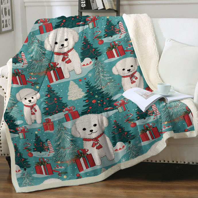 Festive Furry Bichon Frise Soft Warm Christmas Blanket-Blanket-Bichon Frise, Blankets, Christmas, Dog Dad Gifts, Dog Mom Gifts, Home Decor-1