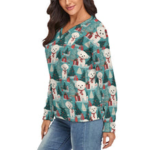 Load image into Gallery viewer, Festive Furry Bichon Frise Women's V-Neck Christmas Sweater-Apparel-Apparel,Bichon Frise,Christmas,Dog Mom Gifts,Sweater,Sweatshirt-3