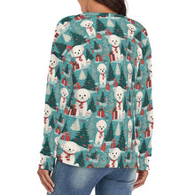 Load image into Gallery viewer, Festive Furry Bichon Frise Women's V-Neck Christmas Sweater-Apparel-Apparel,Bichon Frise,Christmas,Dog Mom Gifts,Sweater,Sweatshirt-4