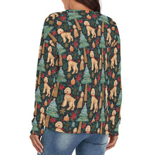 Load image into Gallery viewer, Festive Goldendoodles Women&#39;s V-Neck Christmas Sweater-Apparel-Apparel,Christmas,Dog Mom Gifts,Goldendoodle,Sweater,Sweatshirt-4