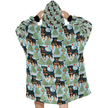 Load image into Gallery viewer, Festive Guardians Rottweiler&#39;s Christmas Blanket Hoodie-Blanket-Apparel, Blanket Hoodie, Blankets, Christmas, Dog Mom Gifts, Rottweiler-One Size-2