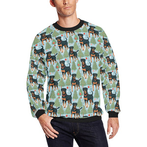 Festive Guardians Rottweiler's Christmas Fuzzy Sweatshirt for Men-Apparel-Apparel, Christmas, Dog Dad Gifts, Rottweiler, Sweatshirt-S-1