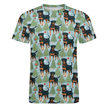 Load image into Gallery viewer, Festive Guardians Rottweiler&#39;s Christmas Men&#39;s Cotton T-Shirt-Apparel-Apparel, Christmas, Dog Dad Gifts, Rottweiler, Shirt, T Shirt-4