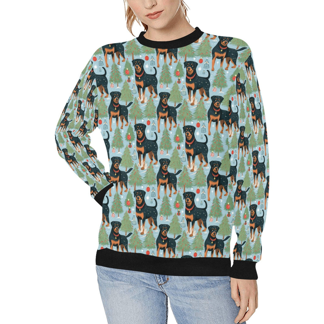 Festive Guardians Rottweiler's Christmas Sweatshirt for Women-Apparel-Apparel, Christmas, Dog Mom Gifts, Rottweiler, Sweatshirt-S-1