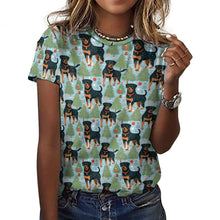 Load image into Gallery viewer, Festive Guardians Rottweiler&#39;s Christmas Women&#39;s Cotton T-Shirt-Apparel-Apparel, Christmas, Dog Mom Gifts, Rottweiler, T Shirt-2XS-DarkGray9-1