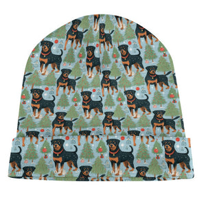 Festive Guardians Rottweiler's Warm Christmas Beanie-Accessories-Accessories, Christmas, Dog Mom Gifts, Hats, Rottweiler-ONE SIZE-White2-7