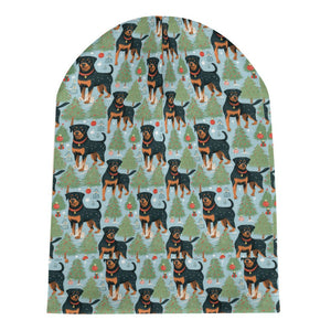 Festive Guardians Rottweiler's Warm Christmas Beanie-Accessories-Accessories, Christmas, Dog Mom Gifts, Hats, Rottweiler-ONE SIZE-White2-8