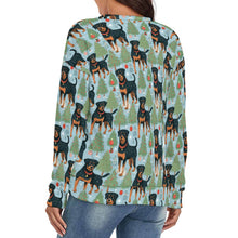 Load image into Gallery viewer, Festive Guardians Rottweiler's Women's V-Neck Christmas Sweater-Apparel-Apparel,Christmas,Dog Mom Gifts,Rottweiler,Sweater,Sweatshirt-3