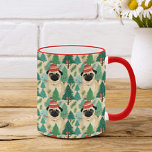 Load image into Gallery viewer, Festive Pug and Pine Forest Christmas Coffee Mug-3