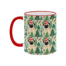Load image into Gallery viewer, Festive Pug and Pine Forest Christmas Coffee Mug-2