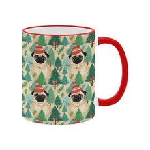 Load image into Gallery viewer, Festive Pug and Pine Forest Christmas Coffee Mug-5