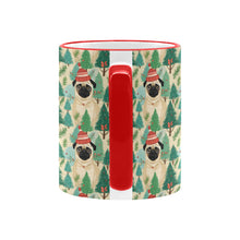 Load image into Gallery viewer, Festive Pug and Pine Forest Christmas Coffee Mug-6