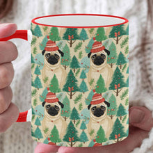 Load image into Gallery viewer, Festive Pug and Pine Forest Christmas Coffee Mug-White2-ONE SIZE-1