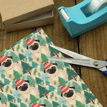 Load image into Gallery viewer, Festive Pug and Pine Forest Christmas Gift Wrapping Paper - 2 Rolls-Christmas Ornament-Christmas,Pug,Wrapping Paper-4