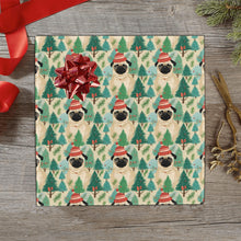 Load image into Gallery viewer, Festive Pug and Pine Forest Christmas Gift Wrapping Paper - 2 Rolls-Christmas Ornament-Christmas,Pug,Wrapping Paper-1