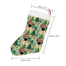 Load image into Gallery viewer, Festive Pug and Pine Forest Christmas Stocking-Christmas Ornament-Christmas, Home Decor, Pug-26X42CM-White-4