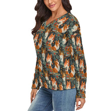 Load image into Gallery viewer, Festive Starlight Shelties Women's V-Neck Christmas Sweater-Apparel-Apparel,Christmas,Dog Mom Gifts,Rough Collie,Shetland Sheepdog,Sweater,Sweatshirt-3