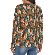 Load image into Gallery viewer, Festive Starlight Shelties Women's V-Neck Christmas Sweater-Apparel-Apparel,Christmas,Dog Mom Gifts,Rough Collie,Shetland Sheepdog,Sweater,Sweatshirt-4