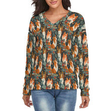 Load image into Gallery viewer, Festive Starlight Shelties Women's V-Neck Christmas Sweater-Apparel-Apparel,Christmas,Dog Mom Gifts,Rough Collie,Shetland Sheepdog,Sweater,Sweatshirt-S-2