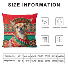 Load image into Gallery viewer, Fiesta de Fawn Red Chihuahua Plush Pillow Case-Chihuahua, Dog Dad Gifts, Dog Mom Gifts, Home Decor, Pillows-12 &quot;×12 &quot;-White-1
